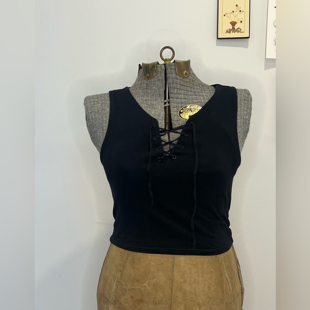 Witchy laced black tank top